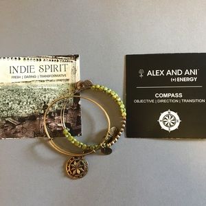 Alex and Ani bundle! Compass & green gems